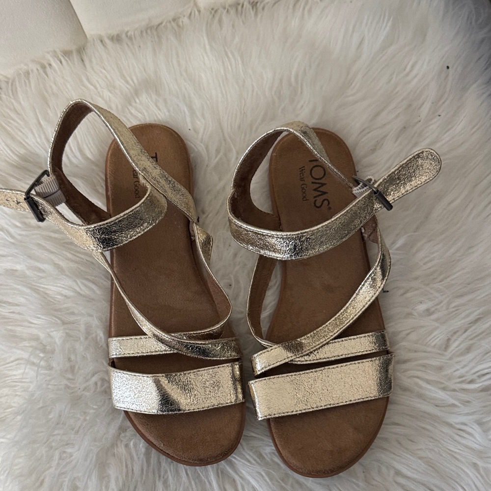 TOMS Kids Metallic Gold Sandals